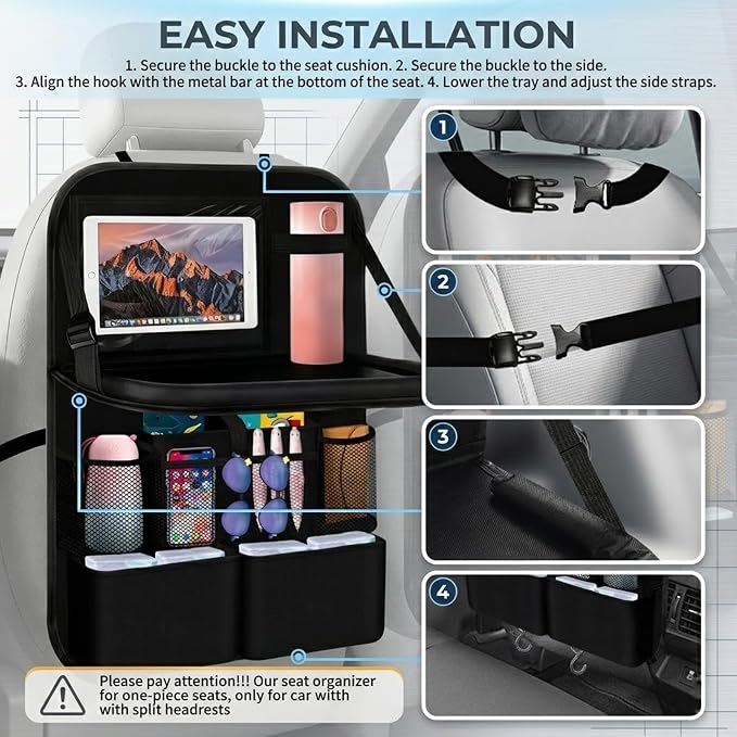 2 in 1 Hanging Backseat Car Organizer,Waterproof Back Seat Car Organizer | with Table Trays,Multifunctional Cars Seats Backs Organizers as Kick Mats Back Seat Protector for Vehicles
