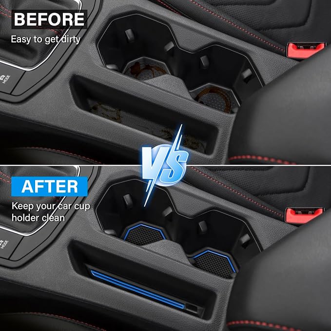 for Jetta Accessories 2026 2025 2024-2019 Cup Holder Protector Inserts Liners Mat Pad Anti Dust Coasters Non-Slip Mat Car Interior Decoration (Blue Trim,4pcs/Set)
