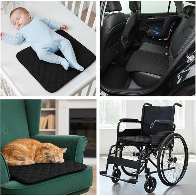 4 Pack Waterproof Chair Pads for Incontinence, 22" x 21" Reusable Seat Protector Pads, Washable Chair Protector Seat Cover, Non-Slip Absorbent Incontinence Pad for Bed, Wheelchair, Kid, Pet