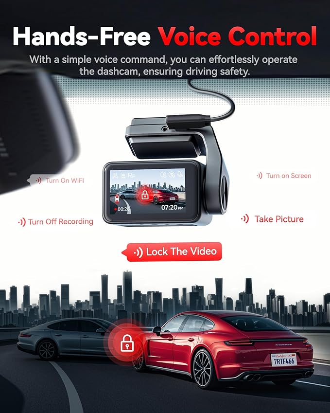 REDTIGER F4 Pro 4K STARVIS 2 Dash Cam, 5.8GHz WiFi 6 Transfer, 128GB Card | 2.2" Touch Screen, Voice Control, Mini Dash Cam Front and Rear with HDR Night Vision, Loop Recording, 24H Parking Mode