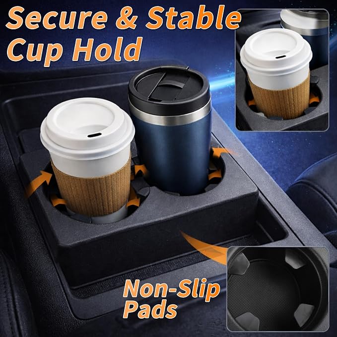 9154712 Cup Holder Compatible with Chevy Silverado Tahoe | Front Console Dual Cup Holder Insert Compatible with 2007-2013 Silverado Avalanche Sierra, 2007-2014 Suburban Tahoe Escalade