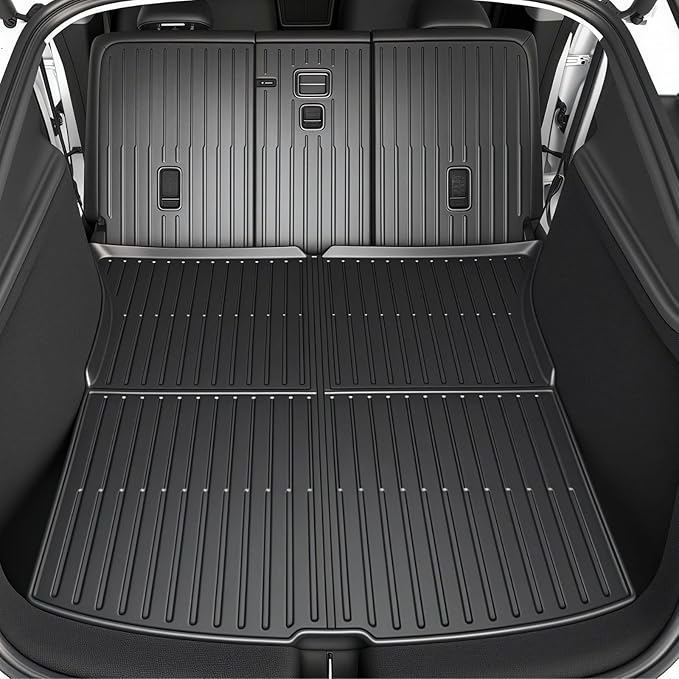 SUPER LINER Tesla Model Y Juniper 2025 2026 Floor Mats & Cargo Liners Full Set 10 PCS Extra-Thick TPE CabinProtect™ for 5-Seater | All-Weather Pet & Child-Friendly Accessories(Not for Standard)