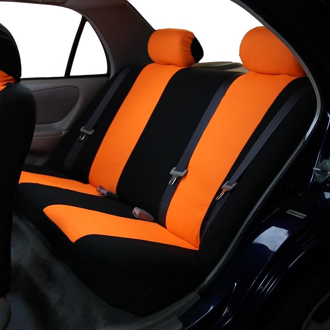 FH Group Car Seat Cover for Back Seat Cloth-Universal Fit Rear Seat Covers for Cars with Solid Bench,Car Seat Protector for Dogs and Kids,Car Interior Accessories for SUV, Sedan and Van Orange