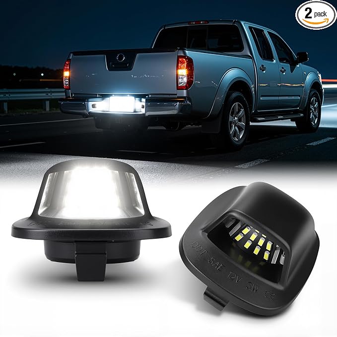 D-Lumina LED License Plate Lights Tag Lamp Assembly for 1999-2004 Nissan Xterra, 1998-2004 Nissan Frontier, Powered by 18-SMD 6000K White LED Tag Light, Pack of 2