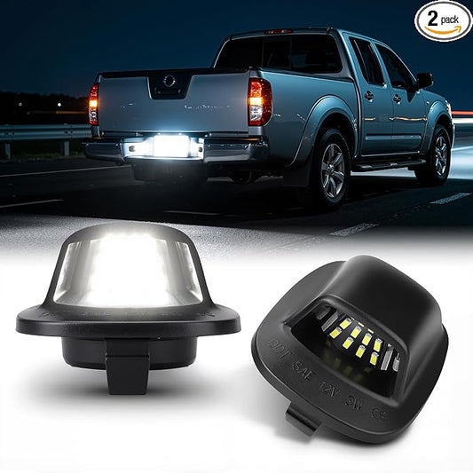 D-Lumina LED License Plate Lights Tag Lamp Assembly for 1999-2004 Nissan Xterra, 1998-2004 Nissan Frontier, Powered by 18-SMD 6000K White LED Tag Light, Pack of 2