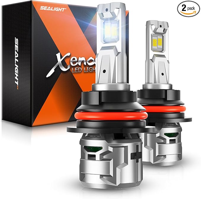 SEALIGHT 30000LM Brightness 9007 Bulb, 6500K Non-Polarity 9007 Fog Light, 60000Hrs Long Lifespan with 15000RPM Cooling Fan, Plug and Play, IP68 Waterproof, Pack of 2