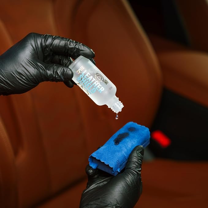 Gyeon Leather Shield EVO 50 ml - Ceramic Coating Liquid for Leather | All Types of Natural Leather, Tesla Vegan | No Change in Finish of Upholstery |Repels Dirt and Liquid, Car Interior UV Protector