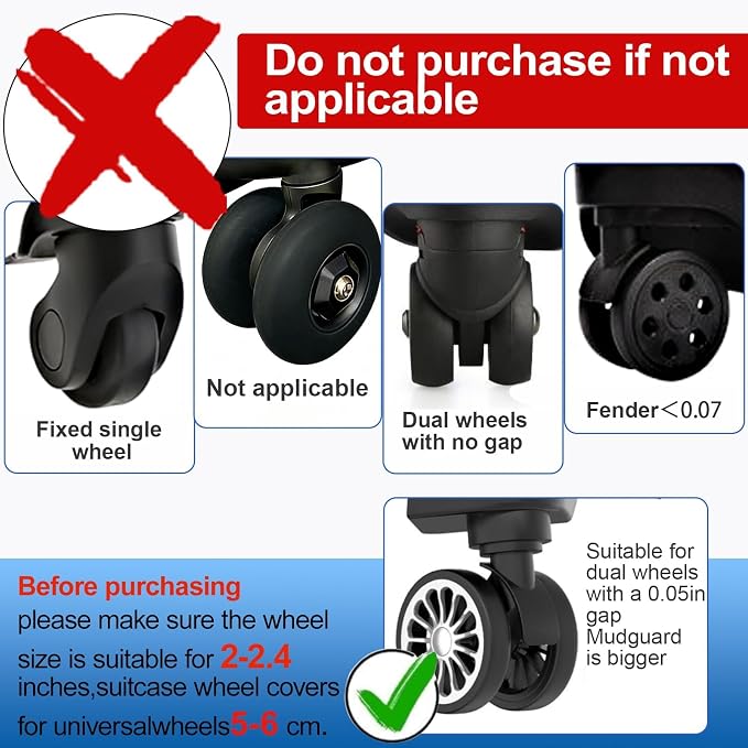 8 Pcs Luggage Wheel Covers, Anti-Noise, Fits 2-2.4" suitcase wheel,Purple | suitcase wheel covers， Widened & Thickened Silicone, Anti-Noise & Scratch-Proof, Fits 2-2.4" Carry-On Luggage Wheels