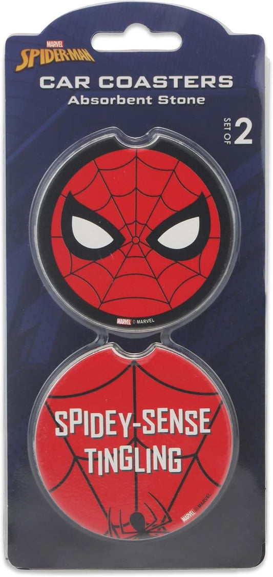Marvel Spider-Man Spidey-Sense Ceramic Car Coasters | Fun Auto Coasters, Set of 2 - Great Gift Idea