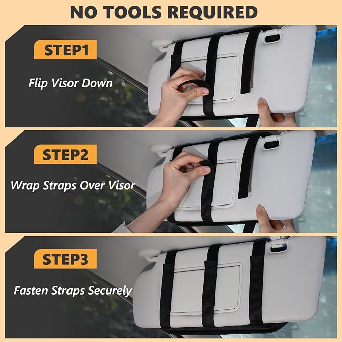 GNEGNI Tactical Car Sun Visor Organizer - Rigid MOLLE Panel Vehicle Storage Pouch with 3 Straps - Car Interior Document and Tool Holder for Truck, SUV, Jeep (13" x 7") (Blue)