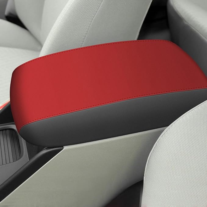 AOMSAZTO Armrest Covers for 2012-2015 Honda Civic Black with Red Leather