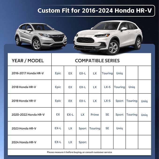 10 Layers SUV Car Cover Custom Fit for Honda HR-V HRV (1995-2026) Waterproof All Weather for Automobiles, Outdoor Full Cover Sun UV Rain Protection with Cotton.Black