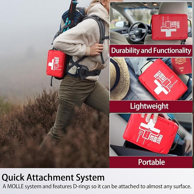 Compact First Aid Kit for Emergency - Basic Emergency Kit for Dorm,Hiking, Backpacking, Camping, Traveling, and Cycling -Small First Aid Kits