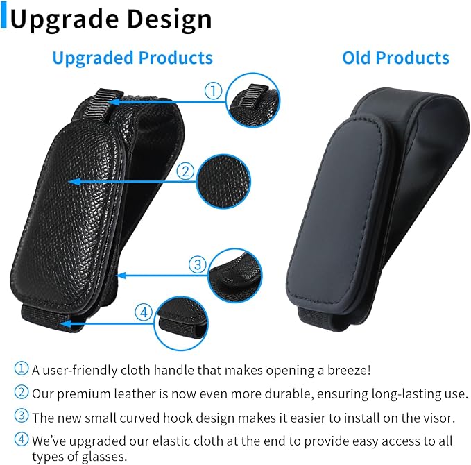 Yuoyar 2 Packs Magnetic Sunglass Holder for Car Visor (Black) | Magnetic Interior Car Accessories