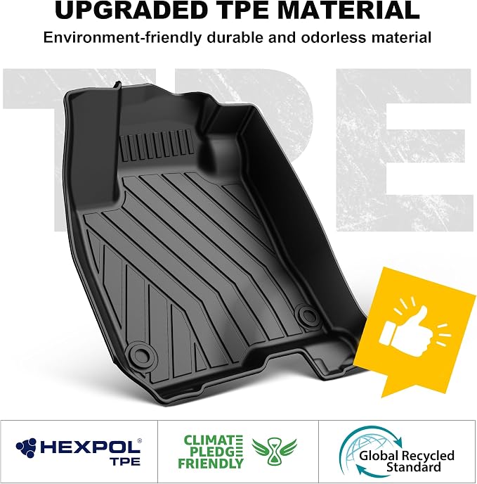 Floor Mats Fit for Honda HRV 2023-2027 Sport/LX/EX-L (Gasoline & Hybrid) | for Acura ADX 2025-2026, All Weather TPE Custom Fit HR-V Anti-Slip Floor Liners, 1st & 2nd Row, Black