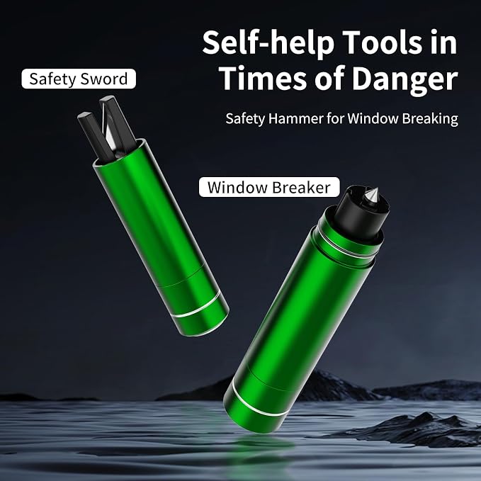 HHXS 2 Pack Window Breaker Seatbelt Cutter Car Window Breaker Safe Hammer Emergency Escape Tool, Glass Breaker Car Escape Tool Life-Saving Emergency Artifact(Green)