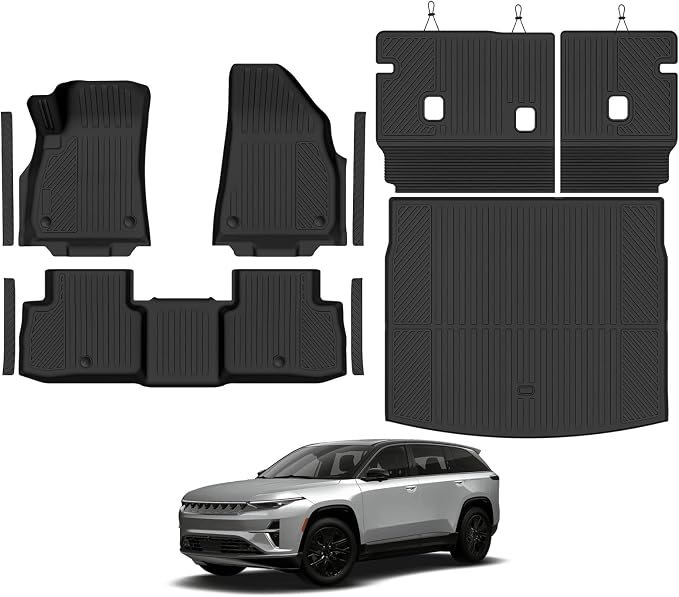 Custom Fit Floor Mats for Jeep Cherokee Hybrid 2026, All Weather TPE Floor Liners with Trunk Mat & Backrest Protectors & Door Sill Guard, Odorless Full Set Interior Accessories