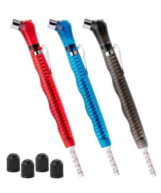 UNCO Pencil Tire Gauge - 3 Pack, 10-75 PSI, Car & Bike Tire Pressure Gauge