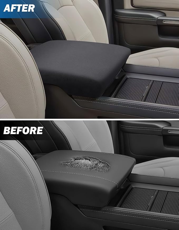 JOYTUTUS Center Console Cover Compatible with 2013-2025 2026 Ram 1500 2500 3500, Neoprene Arm Rest Armrest Cover for Car, Middle Console Cover Lid