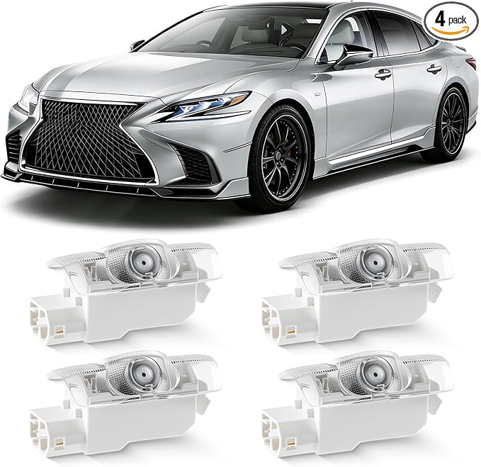 4Pcs Never Fade Car Door Lights Logo Projector Compatible with LS/ES/is/LX/RX/GS/GX/RC/UX, 3D LED Car Door Welcome Puddle Lights, 4K HD Ghost Shadow Lamp(White)
