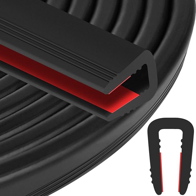 ToLanbbt Rubber Edge Trim U Channel, 1/2" Self Adhesive Sheet Metal Edge Guard Protector, EPDM Seal Strip for Car Doors, Steel Plates, Glass, Hatches, Table Corners, Fit 1/2"(13mm), 20Ft, Black