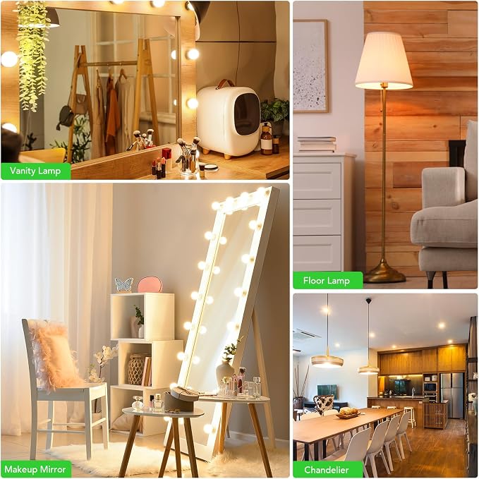 BUBO Vanity Light Bulbs for Bathroom Over Mirror, 60 Watt Equivalent, Soft White 2700K, G25 Globe Light Bulb 800 Lumens, Round Bulb with E26 Medium Base, 7W, Non-Dimmable, 12 Pack