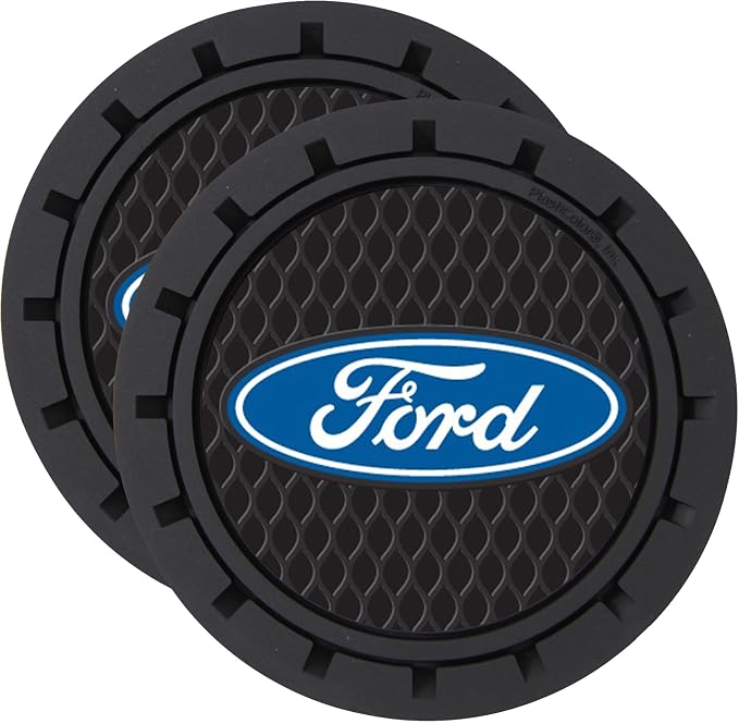 Plasticolor 000651R01 Ford Oval Auto Car Truck SUV Cup Holder Coaster 2-Pack , Blue