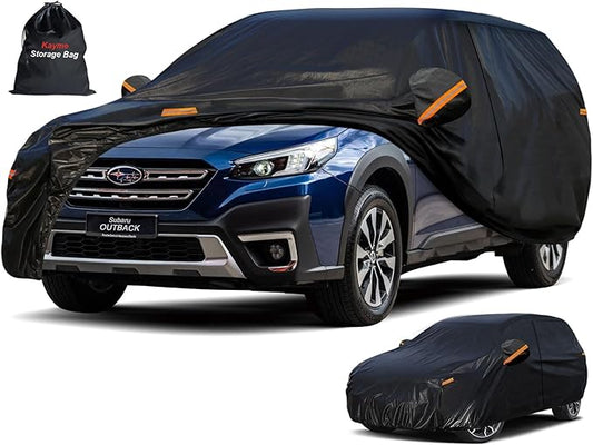 Kayme 7 Layers SUV Car Cover Custom Fit for Subaru Outback (1994-2025) Waterproof All Weather for Automobiles, Outdoor Full Cover Rain Sun UV Protection.Black