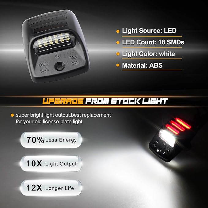LED License Plate Lights with Red OLED Neon Tube Compatible with Tacoma 2005 to 2015, Tundra 2000 to 2013