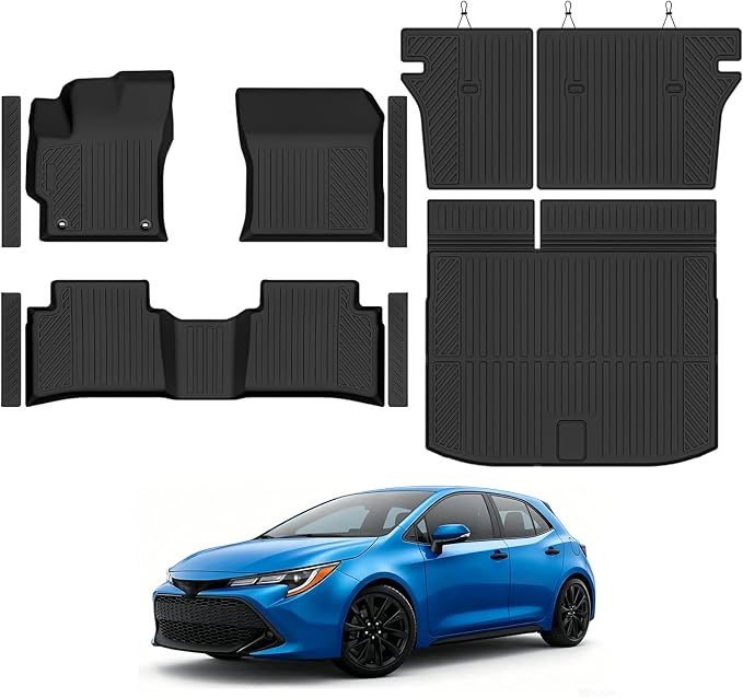Custom Fit Floor Mats for 2020-2025 2026 Toyota Corolla Hatchback | All Weather TPE Floor Liners & Trunk Mat & Backrest Mats & Door Sill Guard | Odorless Full Set Interior Accessories