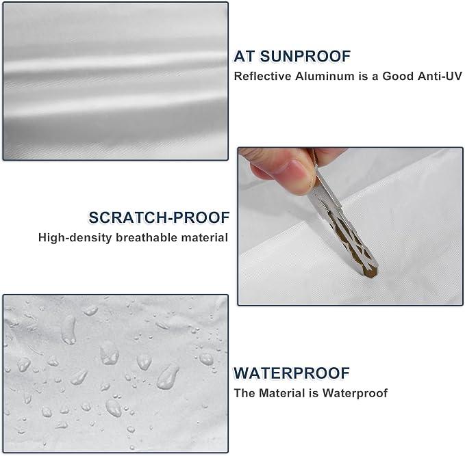 ACROPIX 180T Gray Car Cover Waterproof All Weather Full Exterior Cover Rain Hail Sun Protector Car Cover Fit for Sedan Length 177-183 Inch - Pack of 1