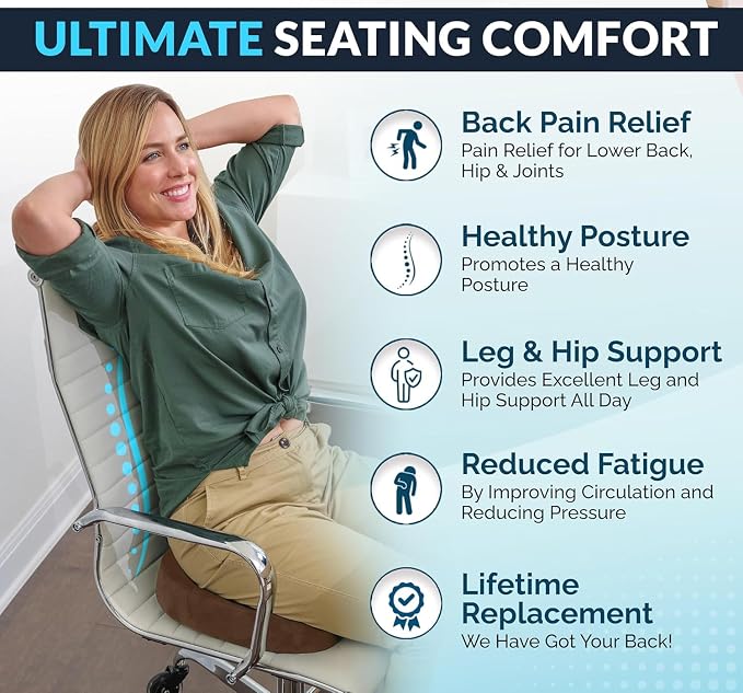 ComfiLife Premium Gel & Memory Foam Seat Cushion – Doctor Recommended Office Chair Cushion, Car Seat Cushion – Chair Cushions for Back & Sciatica Pain Relief – Seat Cushions for Office & Desk (Brown)