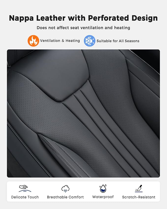 Huidasource Luxury Waterproof Faux Leather Car Seat Covers, Universal Fit for Most Cars, SUVs & Trucks, Airbag Compatible, Easy to Install, Resist Spills, Dirt and Wear for Daily Use, Black