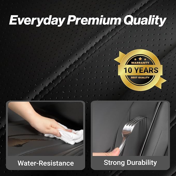 Coverland Custom Truck Car Seat Covers Front Seats for [2003-2006 GMC Sierra 2500HD, 3500HD Crew Cab Bucket Seats] - Protector Water Resistant Leather Memory Form Seat Cushion [Front-Black]