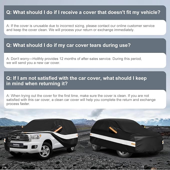 10 Layers SUV Car Cover Custom Fit for Toyota Sequoia (2000-2026), Waterproof All Weather for Automobiles, Outdoor Full Cover Sun Dust Rain Protection with Cotton. Black
