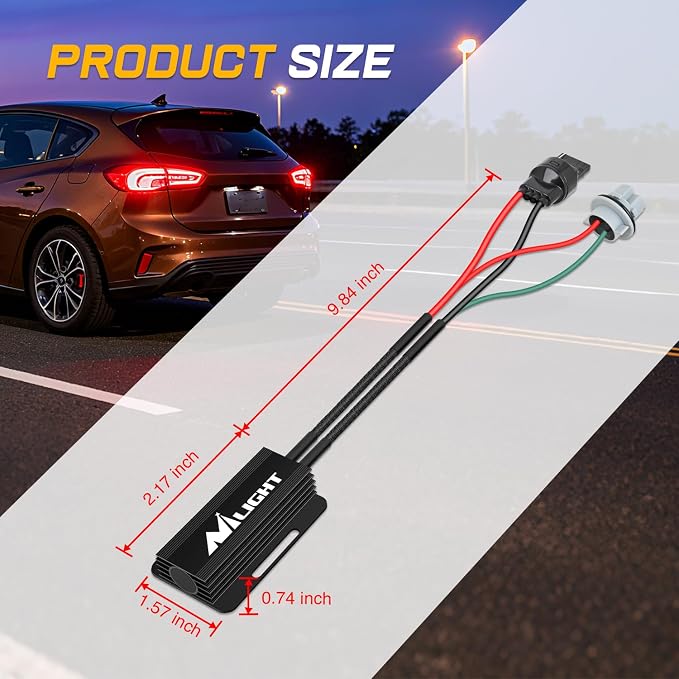 Nilight 7440 LED CANbus Decoder, Anti-Flickering Harness Load Resistor Kit Turn Signal Error Warning Canceller, Pack of 2