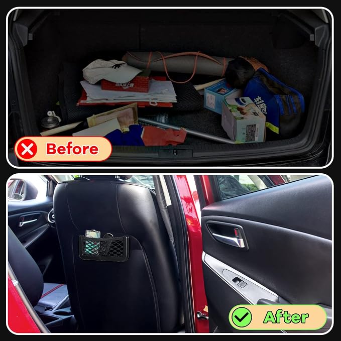 Frienda 4 Pcs Boat Storage Net Bag, ABS Plastic Car Framed Mesh Net Holder, Phone & Cargo Organizer with Screws for Auto, Rv, Boat, Pontoon, Truck Pocket Storage (6.7 x 3.15 Inch)