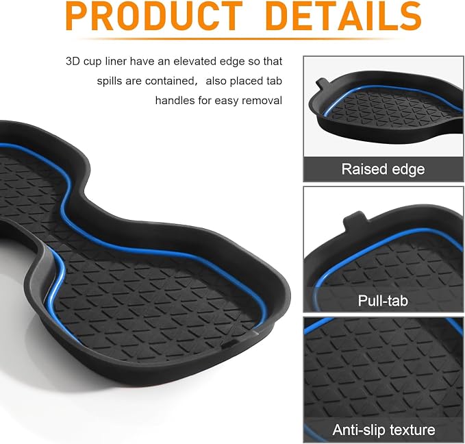 for Honda CRV Accessories 2023 2024 2025 2026 3D Cup Holder Center Console Liner Inserts Silicone Anti-dust Mat Pad Interior Decoration (2 Pcs, Blue Trim)