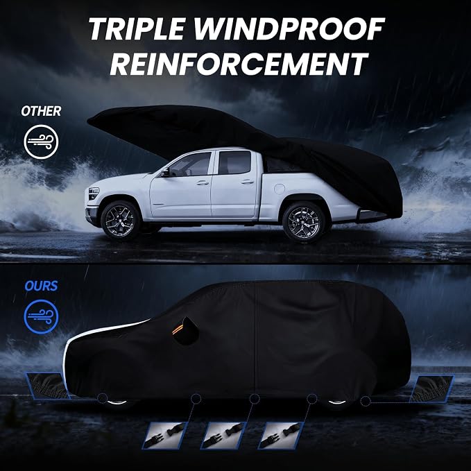 Multi-Layer Car Cover Custom Fit for Toyota Highlander(2001-2026), 100% Waterproof All Weather for Automobiles, Gift with Towel, Heavy Duty Car Covers for Rain Sun UV Protection with Door Zipper