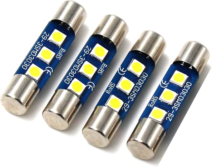 Alla Lighting 4pcs Extremely Super Bright 6000K Xenon White High Power 3030 SMD 29mm 6614 6614F 6641 6612F F30-WHP TS-14V1CP LED Replacement Bulbs For Car SUV Truck Sunvisor Flips Vanity Mirror Lights