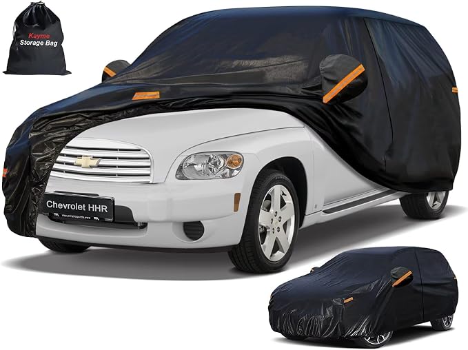 Kayme 7 Layers SUV Car Cover Custom Fit for Chevrolet HHR (2005-2011), Waterproof All Weather for Automobiles,Rain Sun UV Protection.Black