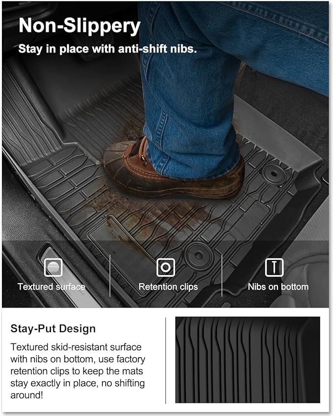 Kiwi Master Floor Mats for 2022-2026 Jeep Grand Cherokee/ 4xe | Custom Fit All Weather Car Mats, Heavy Duty TPE Floor Liners, Front & Rear 2 Row Set, Black