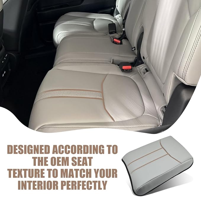 Muslogy Center Console Armrest Cover Fit for Honda Pilot 2023-2026, 2024-2026 Ridgeline/Passport Accessories, Comfort Armrest Pad Console Lid Cushion Vegan Leather Regular Thick (Gray)
