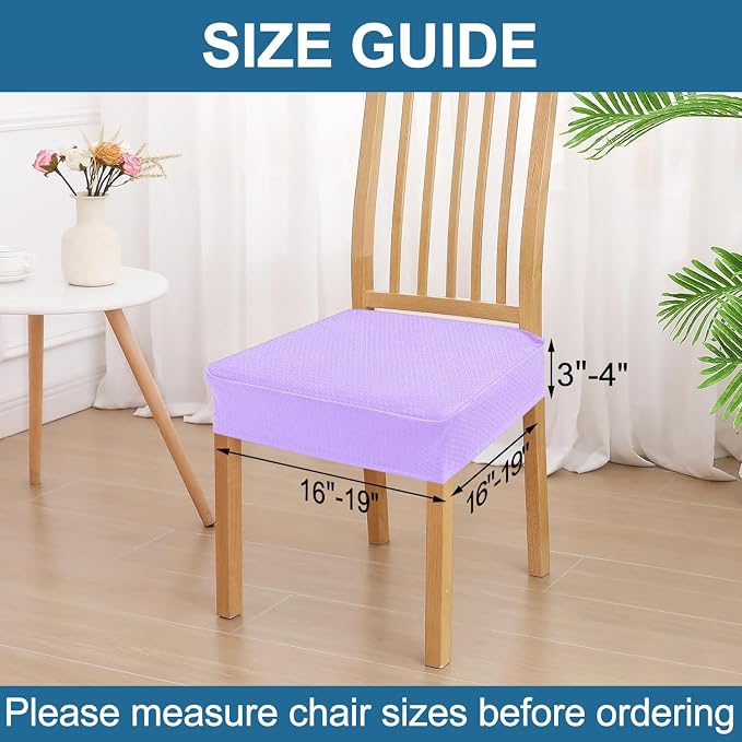 Smiry Waterproof Seat Covers for Dining Room Chairs Set of 4, Stretch Jacquard Removable Washable Chair Seat Slipcovers Protector, No Rear Covers, Lavender