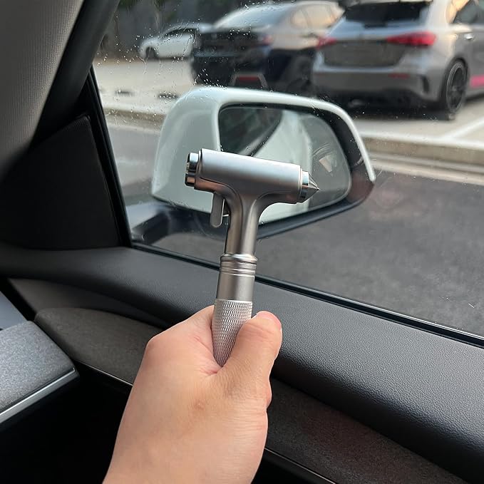 for Tesla Glass Breaker Window Breaker Seatbelt Cutter Safety Hammer Car Window Breaker Tool Seatbelt Cutter Emergency Rescue Tools Metal Window Hammer Model Y/3/X/S Car Accessories
