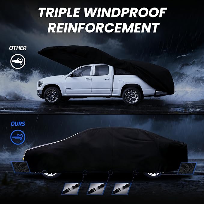 Multi-Layer Car Cover Custom Fit for Lincoln Town(1981-2011), 100% Waterproof All Weather for Automobiles, Gift with Towel, Heavy Duty Car Covers for Rain Sun UV Protection with Door Zipper.