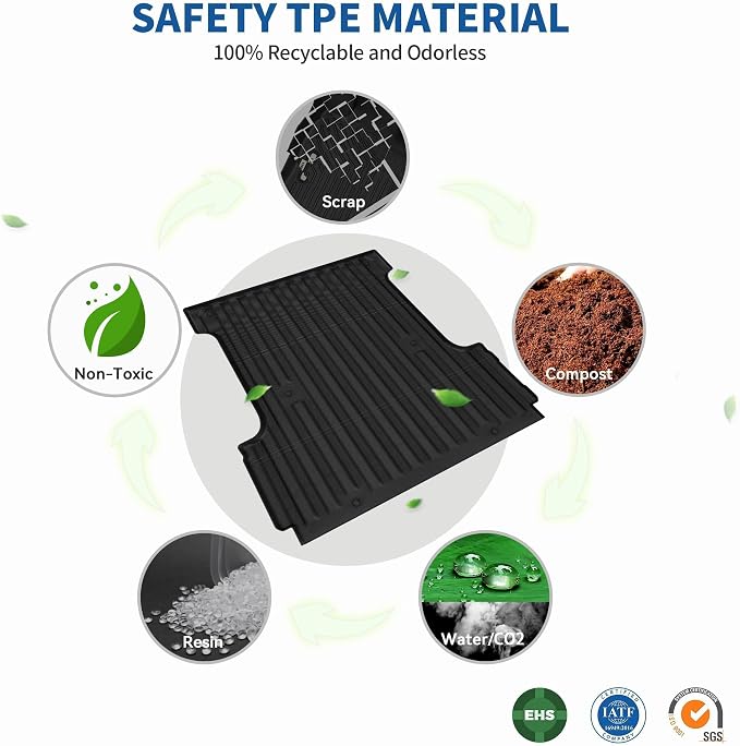OEDRO Truck Bed Mat Fit for 2024-2026 Toyota Tacoma 5FT/5'Bed | TPE All Weather Tacoma 5FT Heavy Duty Pickup Bed Liner Accessories, (Not Fit Drop-in Liners)