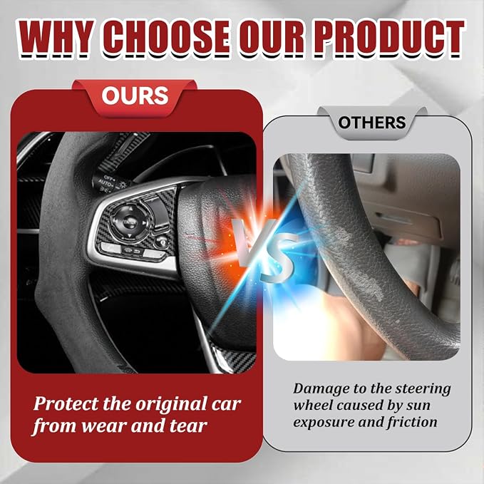 Car Steering Wheel Cover, Soft Brethable Suede Non-Slip Vehicle Steering Wheel Protector, Comfortable Sporty Auto Interior Protection Accessories, Universal for Truck SUV Van (Carbon Black)