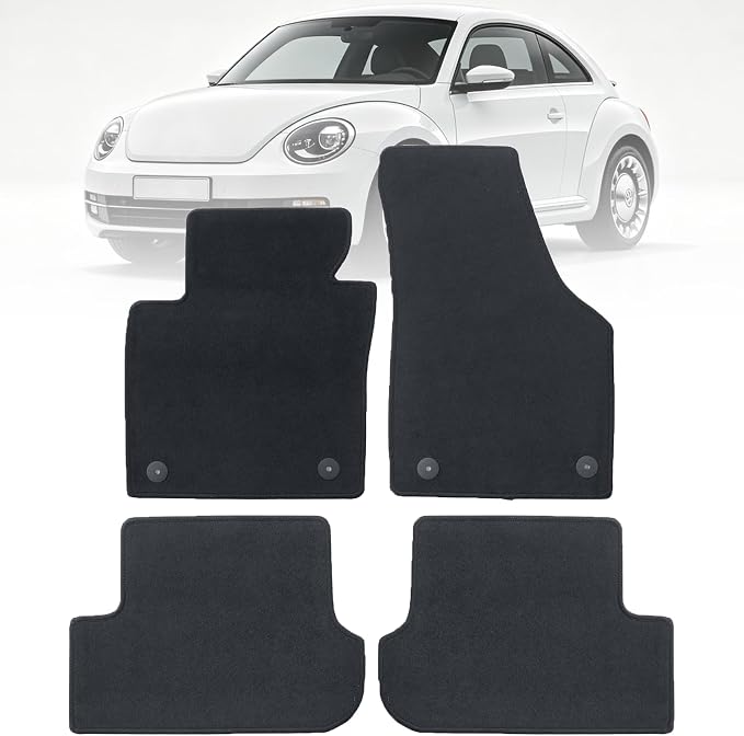 GXARTS Car Waterproof Floor Mats Carpet Full Set Compatible with Volkswagen Beetle 2012 2013 2014 2015 2016 2017 2018 2019 | All-Weather Protect, Black Velour Automobile Floor Liner Accessories