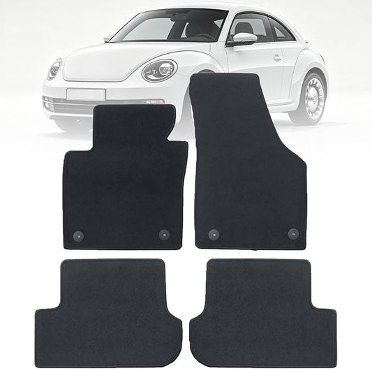 GXARTS Car Waterproof Floor Mats Carpet Full Set Compatible with Volkswagen Beetle 2012 2013 2014 2015 2016 2017 2018 2019 | All-Weather Protect, Black Velour Automobile Floor Liner Accessories